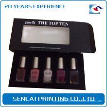 Caja de papel negra del esmalte de uñas con la ventana del pvc de la caja del ppaer del parte movible / del cosmético de la espuma
